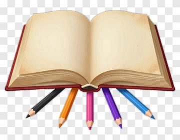 Open Book With Colored Pencils PNG
