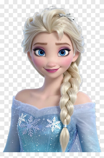 Frozen Character Elsa With Braid And Snowflakes PNG