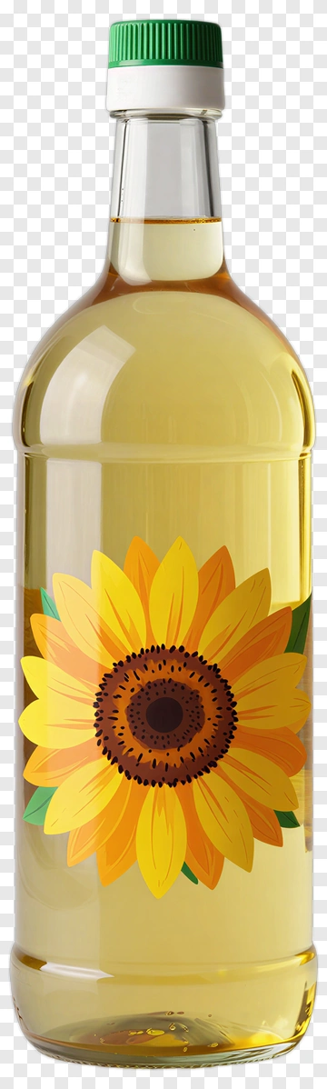 Sunflower Oil Bottle With Floral Design PNG