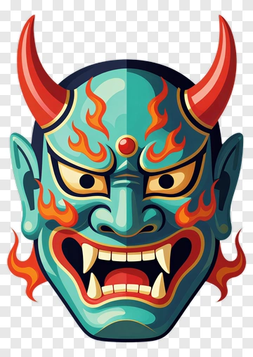 Colorful Demon Mask PNG