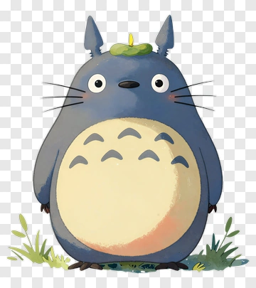 Cartoon Totoro With Leaf On Head PNG