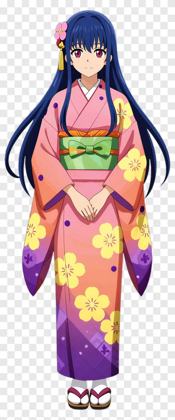 Girl In A Colorful Kimono PNG
