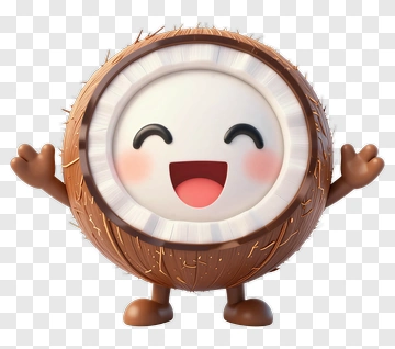 Happy Cartoon Coconut Character PNG