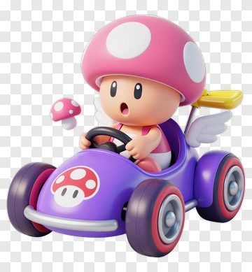 Cartoon Character Driving A Purple Go-Kart PNG