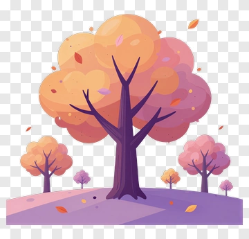 Colorful Tree In Autumn Landscape PNG