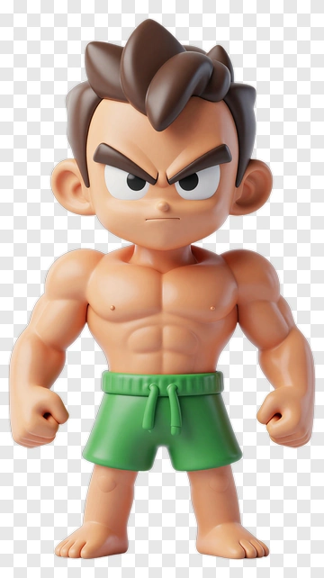 3D Cartoon Boy With Green Shorts PNG