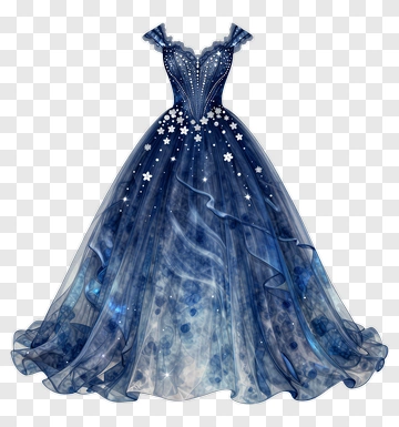 Elegant Evening Dress With Starry Design PNG