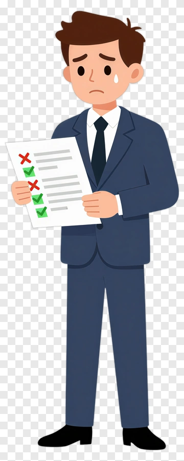 Worried Businessman Holding A Checklist PNG