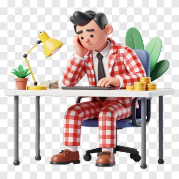 3D Businessman Sitting At A Desk PNG