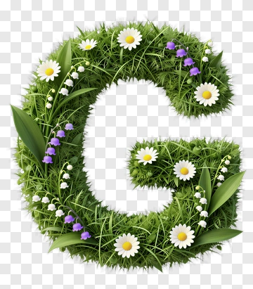 Floral Letter G Made Of Grass And Flowers PNG