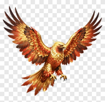 Colorful Phoenix With Outstretched Wings PNG