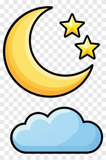 Cartoon Moon And Stars With Cloud PNG