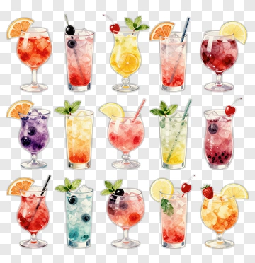 Colorful Cocktail Collection PNG