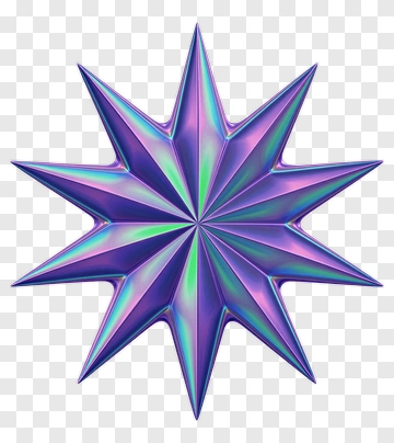 3D Star Shape With Iridescent Finish PNG