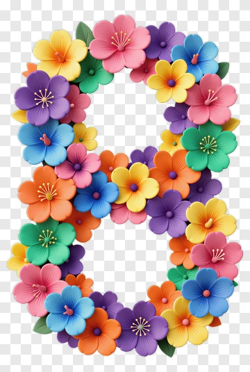 Colorful Floral Number Eight PNG