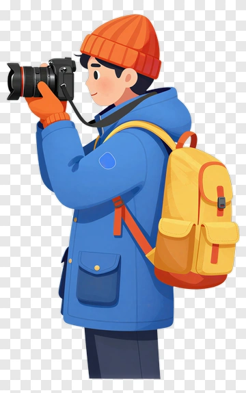 Cartoon Photographer Holding A Camera PNG
