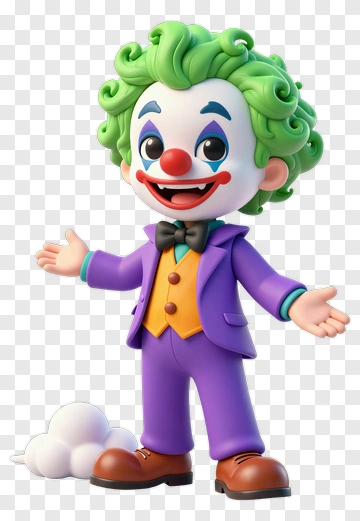 Cartoon Clown With Green Hair And Purple Suit PNG