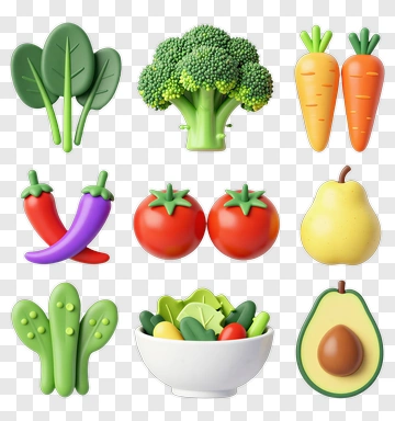 Colorful Vegetable Collection PNG