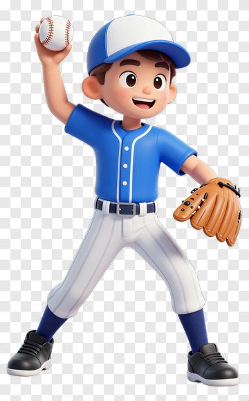 Cartoon Baseball Player Throwing A Ball PNG