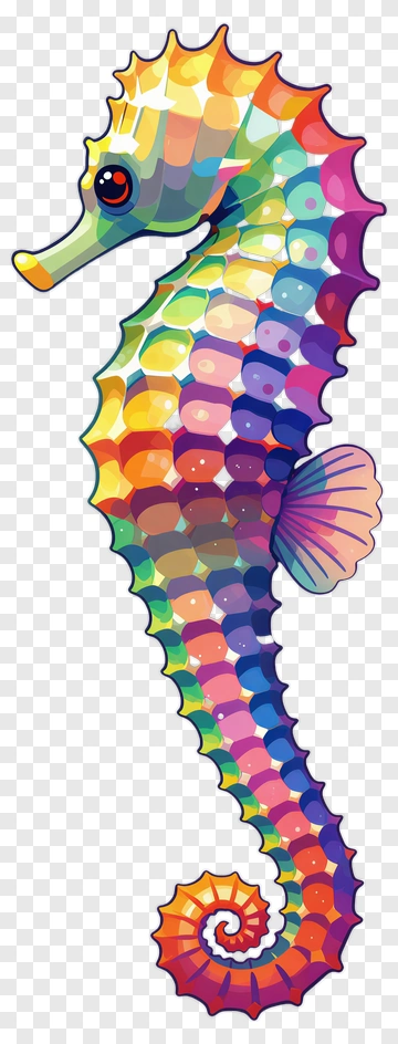 Colorful Cartoon Seahorse PNG