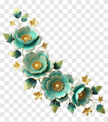 Elegant Floral Arrangement With Teal Flowers PNG