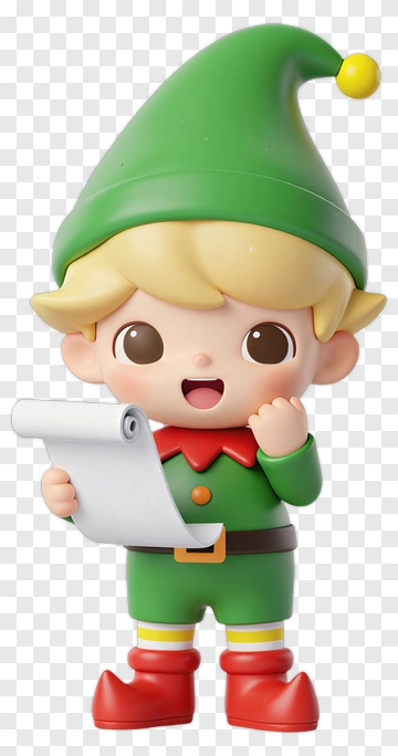 Cartoon Elf Holding A Scroll PNG