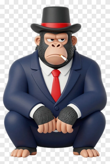 Cartoon Gorilla In A Suit With A Cigarette PNG