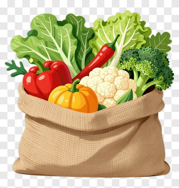 Vegetable Bag Filled With Fresh Produce PNG