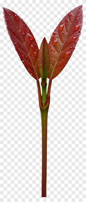 Red Leaves With Water Droplets PNG