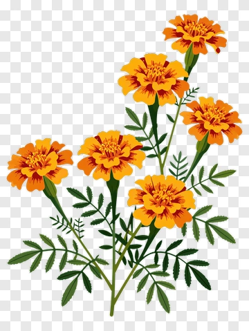 Colorful Marigold Flowers PNG
