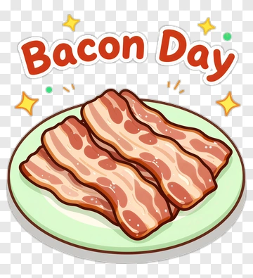 Bacon Day With Slices Of Bacon PNG
