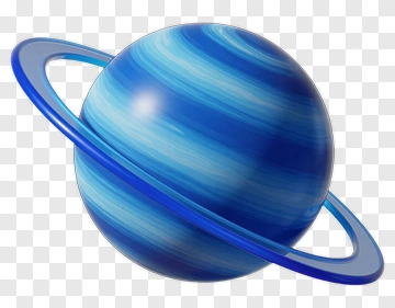 3D Planet With Blue Rings PNG