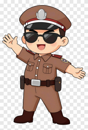 Cartoon Police Officer Waving PNG