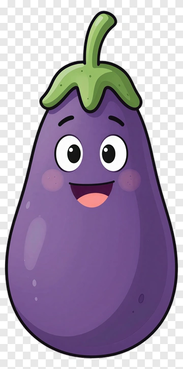 Cartoon Eggplant Character With A Happy Face PNG