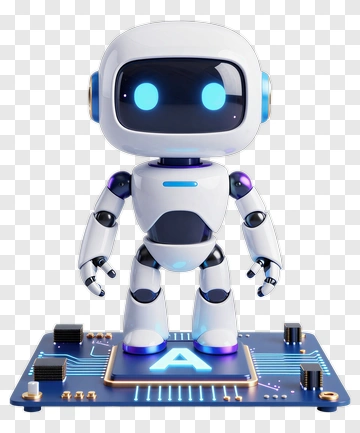 3D Robot Standing On A Circuit Board PNG