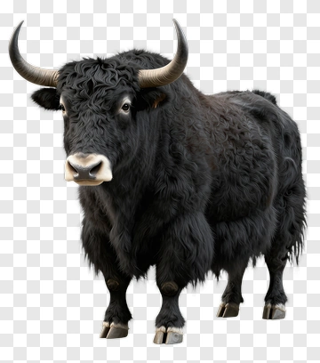 Realistic Black Yak PNG