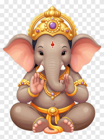 Cartoon Ganesh With Decorative Jewelry PNG