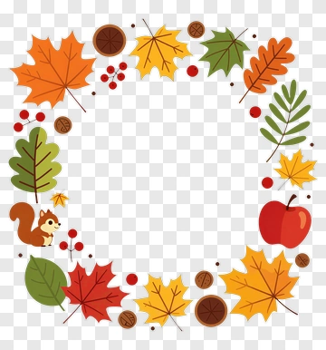 Autumn Frame With Squirrel And Leaves PNG