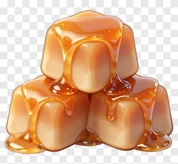 Caramel Dripping Over Butter Cubes PNG