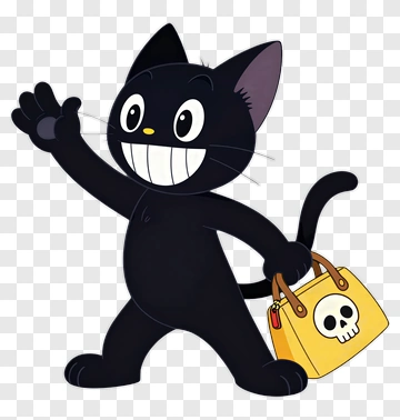 Cartoon Cat Holding A Yellow Bag PNG