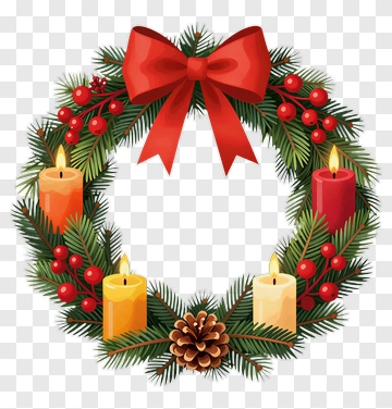 Christmas Wreath With Candles And Pine Cones PNG