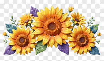 Colorful Sunflower Bouquet PNG