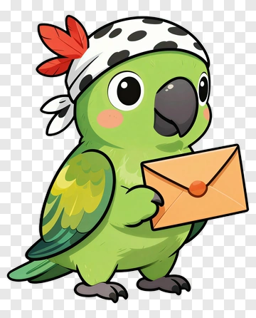 Cartoon Parrot Holding An Envelope PNG