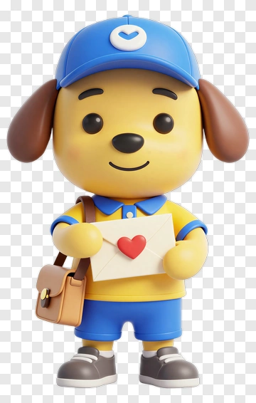 Cartoon Dog Holding A Letter PNG