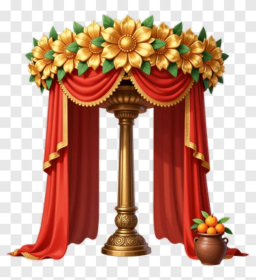 Decorative Stage With Flowers And Drapery PNG