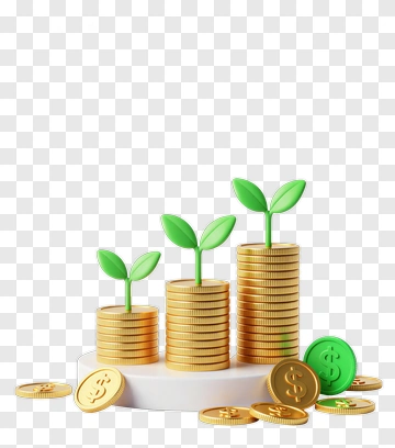 Growth Chart Of Coins With Green Sprouts PNG
