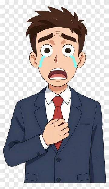 Cartoon Man Looking Surprised And Upset PNG