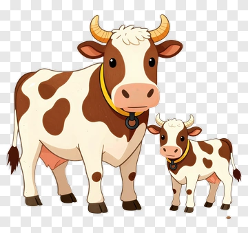 Cartoon Cow And Calf PNG