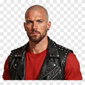 Man In Leather Jacket With Blue Eyes PNG