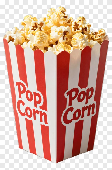 Popcorn In A Red And White Striped Box PNG